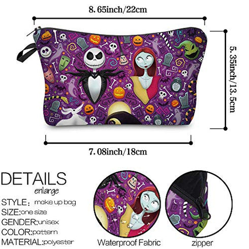 Cosmetic Bag MRSP Makeup bags for women,Small makeup pouch Travel bags for toiletries waterproof The Nightmare Before Christmas(52310)