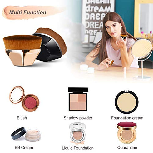 Endoto Foundation Makeup Brush Flat Top High-Density Magic Hexagon Face Kabuki Brush for Flawless Powder, Blending Liquid or Cream Cosmetics with Portable Case