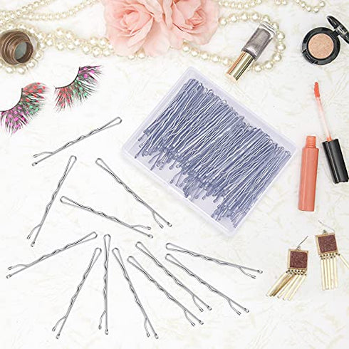 Silver Bobby Pins,MORGLES 120Pcs Bobby Pins for Gray Hair Bob Pins Bulk Secure Hold Hair Pins with Box, (Silver,2 Inches)
