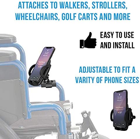 Easy To Use Products Mobility Phone Grip, Cell Phone Holder for Walkers Wheelchairs and Scooters
