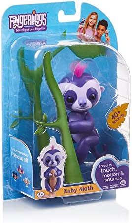 Fingerlings Baby Sloth - Marge (Purple) - Interactive Baby Pet - by WowWee