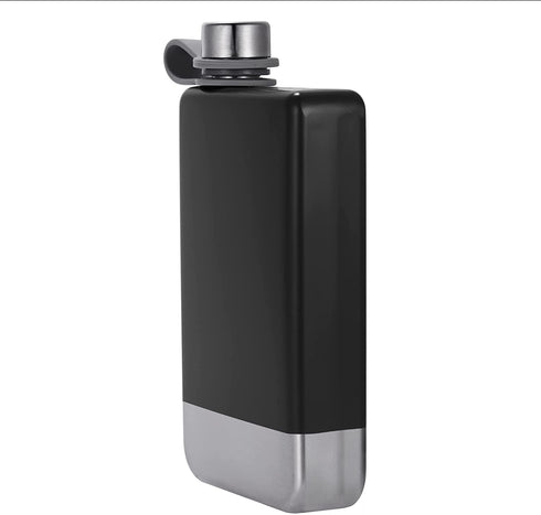 Hillside-Kit Hip Flask for Liquor 8 Oz Stainless Steel Leak proof with Funnel Flask set men flask women flask set (Black&Silver)
