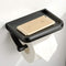 Toilet Paper Holder with Shelf Anti-Rust Aluminum Toilet Roll Holder with Phone Shelf for All Mobile Phone, Wall Mounted Bathroom Tissue Holder for Smartphone and Flushable Baby Wipes (Black)