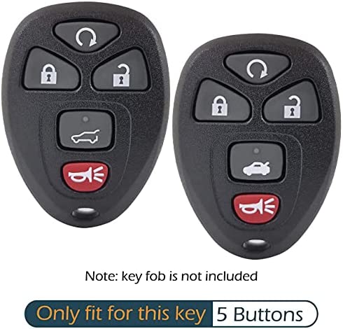 GFDesign 2Pcs Silicone 5 Buttons Key Fob Cover Remote Case Protector Skin Compatible with Chevrolet Cobalt Malibu Suburban Tahoe Traverse GMC Acadia Yukon Buick Enclave Lacrosse Cadillac Escalade SRX