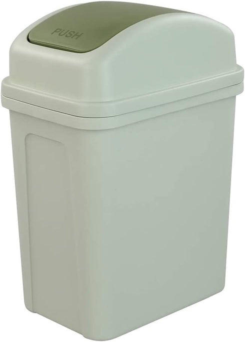 Asking 1.8 Gallon Small Trash Can with Swing-top Lid, Plastic Garbage Bin, Green