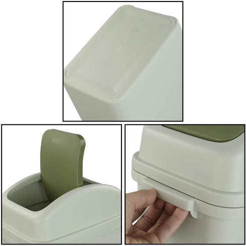 Asking 1.8 Gallon Small Trash Can with Swing-top Lid, Plastic Garbage Bin, Green