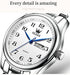OLEVS Women Watches Gold Silver Stainless Steel Waterproof Analog Large Easy Reader Day Date Watches