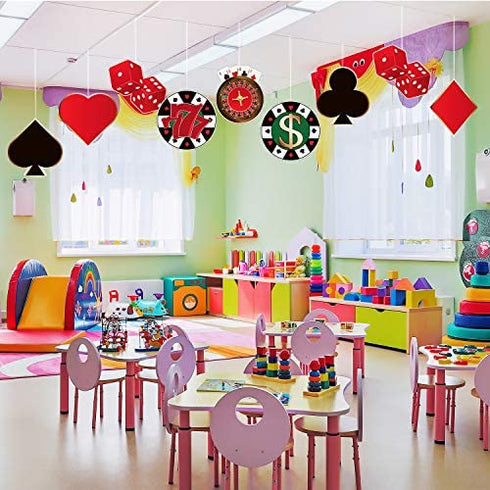 Casino Party Cut-Outs Versatile Las Vegas Casino Themed Poker Birthday Party Decoration Cutouts with Glue Point Dots for Bulletin Board Classroom School Casino Party Supplies, 5.9 x 5.9 Inch (40 Pcs)