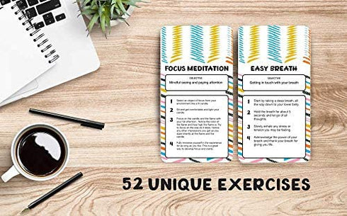 52 Stress Less & Self Care Cards - Mindfulness & Meditation Exercises - Anxiety Relief & Relaxation