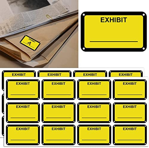 Legal Exhibit Stickers 1.65 X 1 Inches Fluorescent Exhibit Labels - Yellow Color-Coded Exhibit Labels Blank File Folder Labels Tabs for Offices Courts Legal Documents Report Dividers 300 Pcs