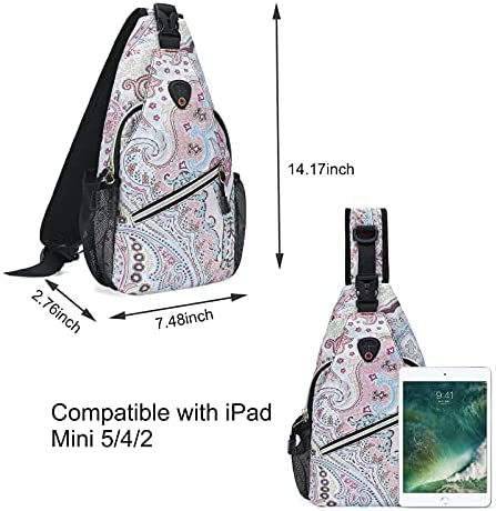 MOSISO Mini Sling Backpack,Small Hiking Daypack Pattern Travel Outdoor Sports Bag, National Style