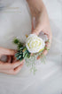 Floroom Set of 6 Ivory Rose Wrist Corsage Wristlet Band Bracelet for Women Bride Bridesmaid White Wedding Prom
