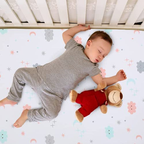 Yoofoss Fitted Crib Sheet Set 2 Pack Baby Sheets for Standard Crib Toddler Mattress Cover Soft Microfiber Breathable Mattress Cover for Boys and Girls 28x52x9in