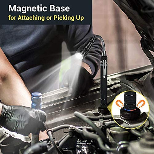 LED Magnetic Pickup Tool Gifts for Men, Christmas Gifts Stocking Stuffers for Men Dad Husband Grandpa Boyfriend Him, Flexible Magnet up to 22" for Hard to Reach Items, Cool Gadget Birthday Gift Idea