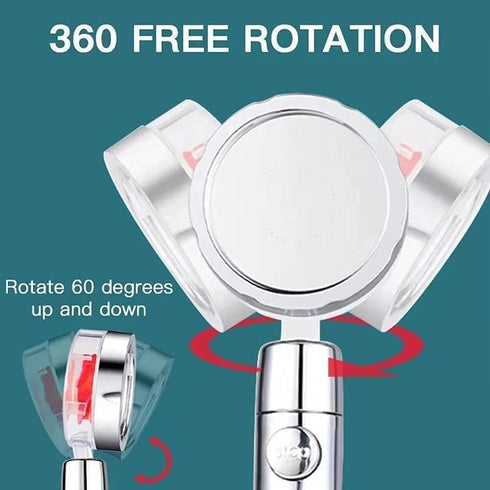 Propeller Driven Handheld Shower Head High Pressure - Shower Head Premium Turbocharged?360 Degrees Rotating Shower Head? Excellent for Low Water Pressure And Water Saving (Blue)