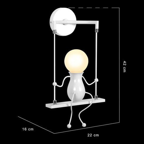 KAWELL Humanoid Creative Wall Light Adjustable Swing Metal Bedside Wall Lamp Modern Decor Wall Sconces Lighting Cartoon Doll Gift Wall Lamps LED Wall Light Fixtures Max 60W E26 White