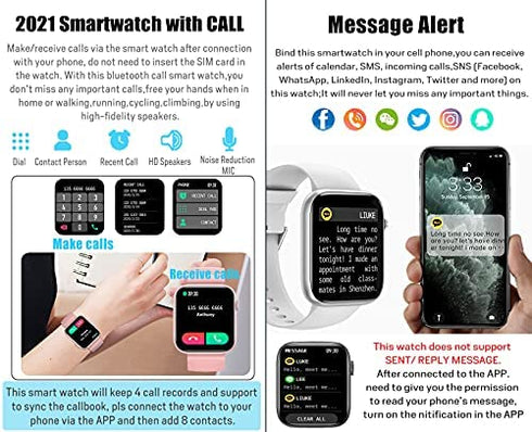 feifuns Smart Watch with Call(Answer Make Call) IP67 Waterproof Fitness Tracker Heart Rate Blood Pressure Oxygen SpO2 Sleep Step Calorie Count Smart Watches for Men Women for Android iOS Phone (White)