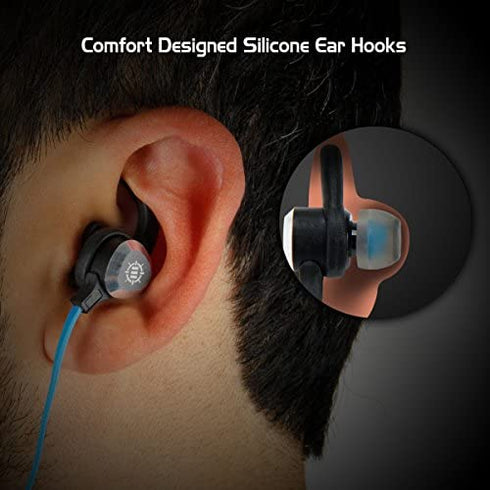 ENHANCE Mobile Gaming Earbuds for PS4, PC, Xbox One & Nintendo Switch with Bass Vibration Feedback & Microphone - Full Metal Housings, Noise Isolating, in Ear Hooks & Tangle Free Cable