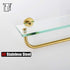 JQK Bathroom Glass Shelf, Shelf with 16 Inch Towel Bar Tempered Glass Shower Storage 16 by 5 inches, 304 Stainless Steel Brushed Gold Wall Mount, TGS100-BG
