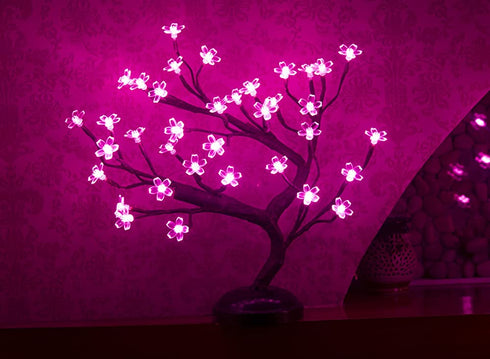 Lightshare 16Inch 36LED Cherry Blossom Bonsai Light, Pink Light, Battery Powered and Plug-in Adapter (Included), Built-in Timer, Décor for Home,Festival,Party,Christmas,Night Light