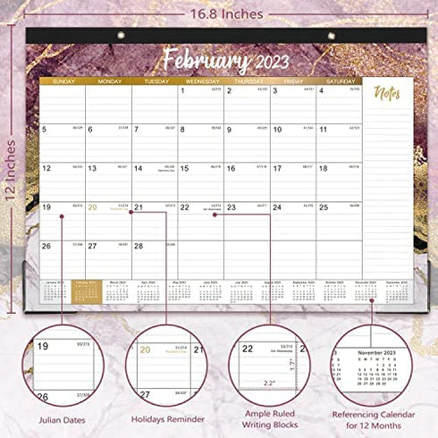 2023 Desk Calendar – 12 Months Large Monthly Desk Calendar 2023, 17" x 12", Jan 2023 – Dec 2023, Desk Pad, Ruled Blocks, To-do List & Notes, Tear Off, Best Desk/Wall Calendar, Gorgeous Marble Designs