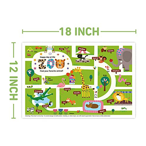 Disposable Stick-on Placemats 40 Pack for Baby & Kids, Restaurant Table Mats 12" x 18" Sticky Place Mats,Toddler Baby Placemat Happy Zoo Theme