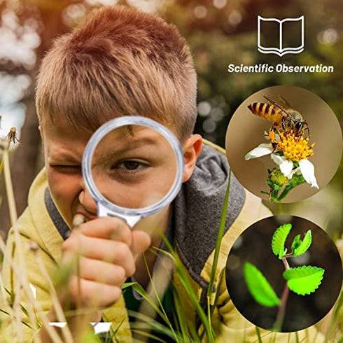 Homgaty 10 Pcs Magnifying Glass for Kids, 10X 5X Mini Handheld Magnifier, Small Magnify Glasses Lens with 10 Lanyard for School Students Outdoor Explorer, Science Observation and Seniors Reading