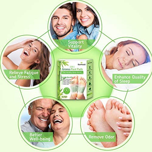 Samsali Foot Pads, 20 Bamboo DeepCleansing Sleep Patch, Upgraded 2 in 1 Aroma DetoxFoot Patches for Better Sleep, Rapid Foot Care, Foot Pads for Women and Men Foot Care, 20 Pads