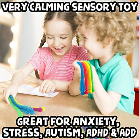 BUNMO Super Sensory Stretchy Strings 6pk | Calming & Textured Monkey Noodles | Sensory Toys for Autistic Children | Stress Relief & Anxiety Toys for Kids