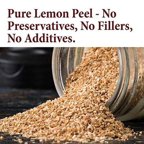 The Spice Way Lemon Peel - Granules ( 4 oz ) zest and rind without any preservatives. Great for cooking, baking and tea.