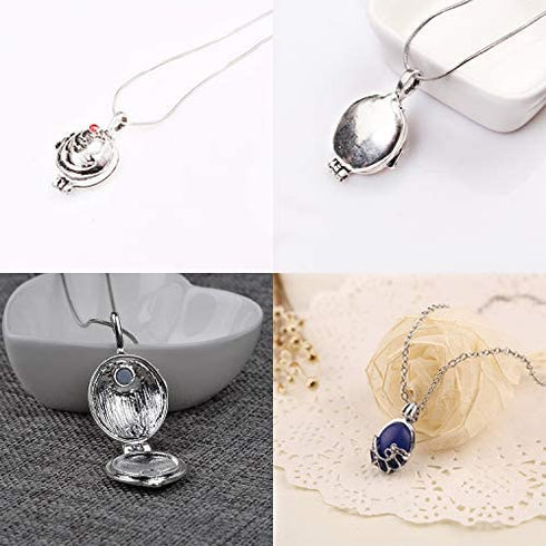UoYu 2 Pcs The Vampire Diaries Elena Gilbert Opening Vervain Locket Pendant Necklace and Daywalking Katherine Necklace Pendant Charm Necklace-Royal Blue with Transparent Box
