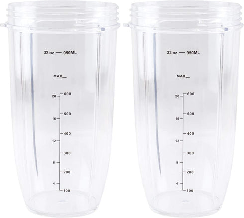 2 Pack 32 oz Tall Colossal Cup Replacement Part Compatible with Nutri Bullet 600W 900W Blenders NB-101B NB-101S NB-201
