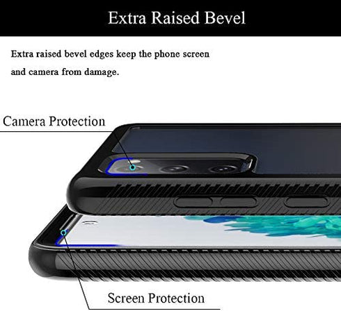 HATOSHI for Samsung Galaxy S20 FE 5G Case, Galaxy S20 FE 5G UW Case with Built in Screen Protector, Heavy Duty Protection, Crystal Clear Back, Rugged Shockproof TPU Bumper Protective Phone Cover,Black