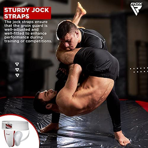RDX Groin Protector Cup Men, Boxing Kickboxing MMA Muay Thai Sparring Groin Guard, Ventilated Adjustable, Jockstrap Taekwondo Karate Fighting Training, Underwear Jiu Jitsu BJJ Protection, Boys Youth