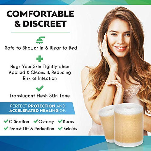 Silicon Gel Medical Grade Scar Tape- Para Cicatrices Soft Silikan Silicone Sheeting Strips Breast Scar Surgery Pale Skin Color Roll 1.6” X 60” long roll 3mths Scar Help