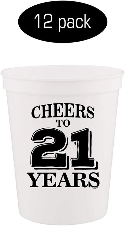 Veracco Cheers To 21 Years Twenty First Stadium Party Cup Funny 21s Birthday Gag Gifts For Him Herr Party Favors Decorations (White, 12)