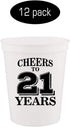 Veracco Cheers To 21 Years Twenty First Stadium Party Cup Funny 21s Birthday Gag Gifts For Him Herr Party Favors Decorations (White, 12)