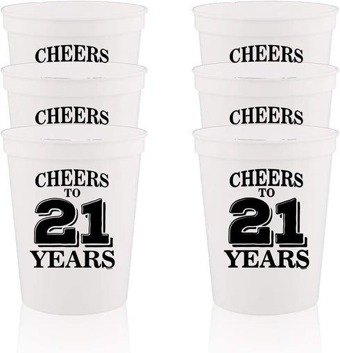 Veracco Cheers To 21 Years Twenty First Stadium Party Cup Funny 21s Birthday Gag Gifts For Him Herr Party Favors Decorations (White, 12)