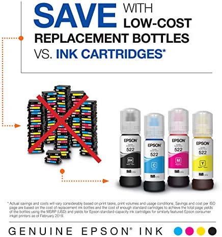 EPSON T522 EcoTank Ink Ultra-high Capacity Bottle Black (T522120-S) for select Epson EcoTank Printers