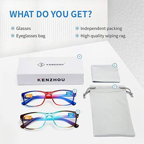 K KENZHOU Progressive Multifocus Reading Glasses Blue Light Blocking for Women Men No Line Multifocal Readers