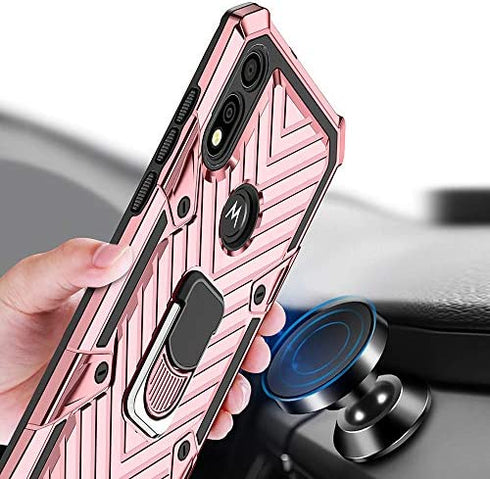 HNHYGETE for Moto E Phone Case, Motorola e Case, Shockproof Full Protection Mobile Phone Case, with Kickstand for Moto E (2020) (Rose Gold)