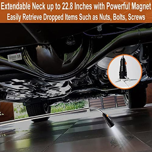 Dream Master Christmas Gifts For Men Magnetic Pickup Tool with 3 LED Lights, Telescoping Magnet Flashlight, Cool Gadget Gifts for Dad, Handyman, Husband, Boyfriend or Women, 1 Pack