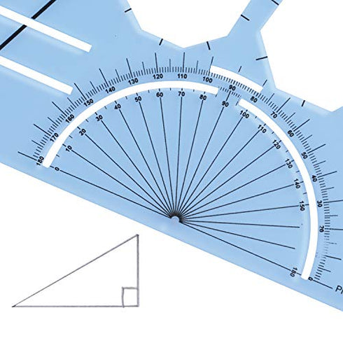 LEARNING ADVANTAGE Geometry Template - Sturdy Geometric Stencil to Draw 2D Shapes and Measure Angles - Includes Ruler plus a Number Line with Negative Values