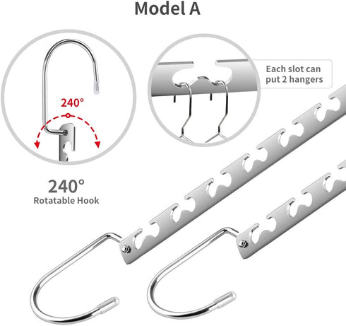 Closet Hangers Organizer, Space Saving Magic Hangers for Closet Clothes Space Saver Metal Hangers (12 Pack)