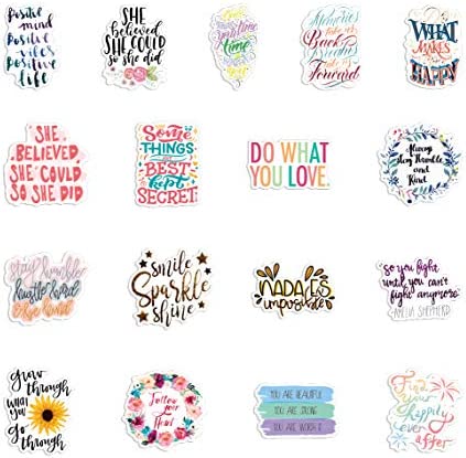 100pcs Motivational Stickers Pack, Positive Encouragement Stickers, Affirmation Waterproof Vinyl Stickers Decals for Students Teachers Employees, Water Bottle Stickers, Laptop Stickers