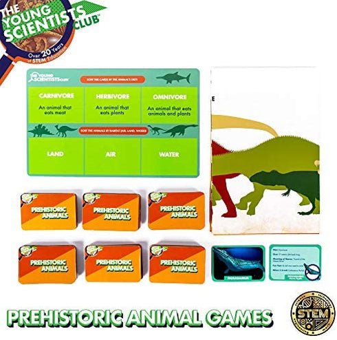 The Young Scientist Prehistoric Animal Card Games, 4 Prehistoric Card Games for Age 5 and Up: Matching, Bingo, Memory, Trivia, Hands-On Educational STEM Fun, Kids Card Games