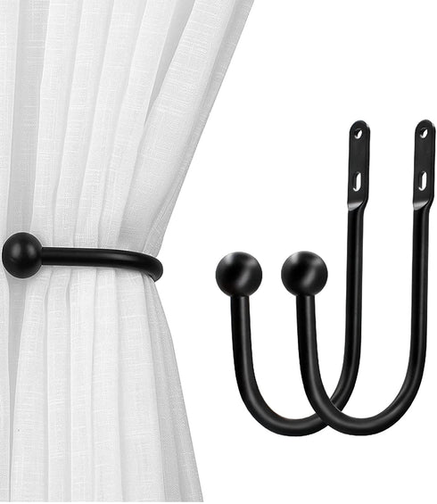 VRSS Curtain Tiebacks Drapery Holdbacks Simple Vintage Style (2pcs Black)