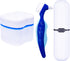 Denture Case,Denture Cups Bath, Toothbrush with hard denture, Dentures Container with Basket Denture Holder for Travel,Mouth Guard Night Gum Retainer Container (Blue)