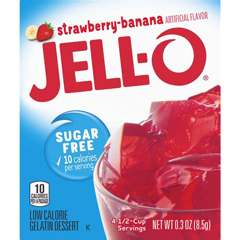 Jell-O Sugar-Free Gelatin Dessert, Strawberry Banana (Pack of 4)