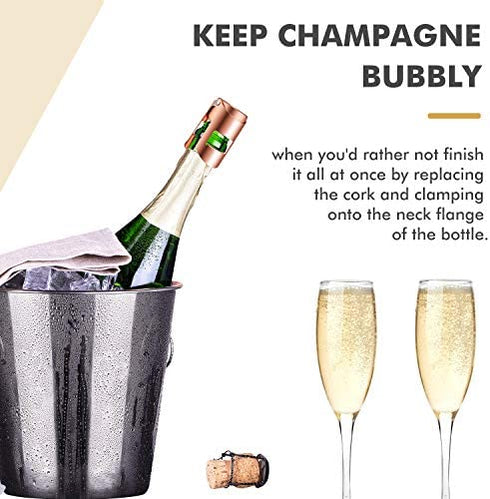 HYZ Champagne Stoppers - Stainless Steel Sparkling Wine Bottle Stopper with Pure Silicone Air Tight Seal - Professional Wine Saver for Champagne?Prosecco and Cava (2Pack Rose Gold)